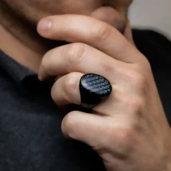 Coffret Chevalière Homme Acier Bleu CARBONA