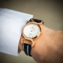 Coffret Montre Femme Métal Rose Noir GIORGIO