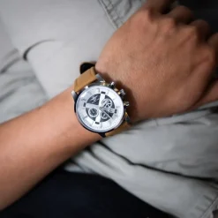Coffret Montre Homme Beige M. JOHN