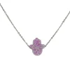 Collier Pendentif pour Femme Main de Fatma en Cristal Rose