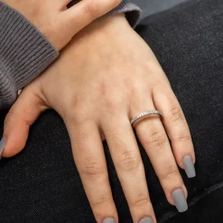 Double Bagues Femme Métal Ornée Zirconium
