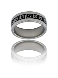 Elégante Bague Anneau Homme Acier Argenté