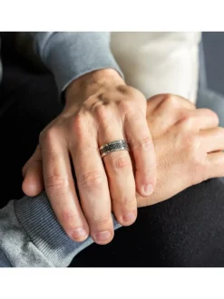 Elégante Bague Anneau Homme Acier Argenté