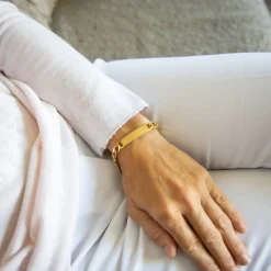 Gourmette Bracelet Femme Acier Doré