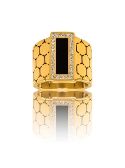 Incroyable Bague Femme Acier Doré Ornée Zirconium