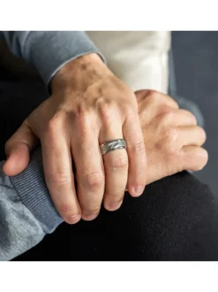Jolie Bague Anneau d'Homme Acier Argenté