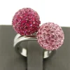 Jolie Bague Femme Boules Strass Roses DAPHNEE