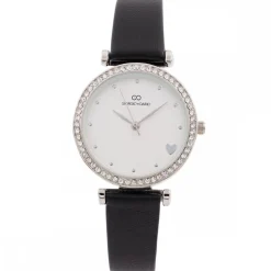 Jolie Montre Femme Noir Cœur Strass GIORGIO