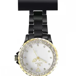 Jolie Montre Infirmière Plastique Noir Strass