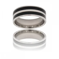 Magnifique Bague Acier Noir Homme LIGNAC