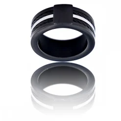 Magnifique Bague Anneau Homme Acier Noir