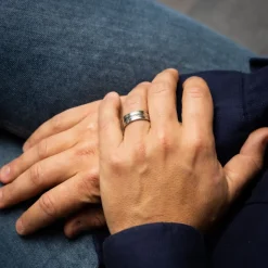 Magnifique Bague Anneau Homme en Acier