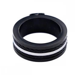 Magnifique Bague Anneau Homme Acier Noir