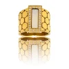Magnifique Bague Femme Acier Doré Ornée Zirconium