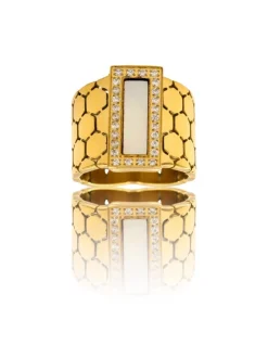 Magnifique Bague Femme Acier Doré Ornée Zirconium