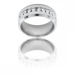Magnifique Bague Femme Acier Ornée Strass