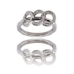 Magnifique Bague Femme Acier Ornée Zirconium