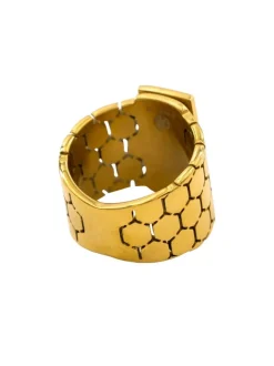 Magnifique Bague Femme Acier Doré Ornée Zirconium