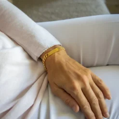 Magnifique Gourmette Bracelet Femme Acier Doré