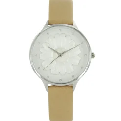 Montre Femme Caramel Relief Fleur Strass MICHAEL JOHN 759