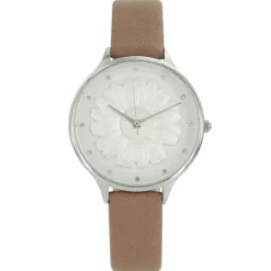 Montre Femme Marron Rosé Relief Fleur Strass MICHAEL JOHN 725