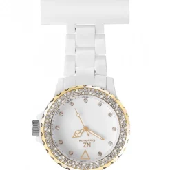 Montre Fun Infirmière Plastique Blanc Doré Strass KRAZY 33