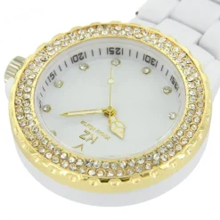 Montre Fun Infirmière Plastique Blanc Doré Strass KRAZY 33