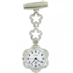 Montre Infirmière Métal Strass Fleur KRAZY
