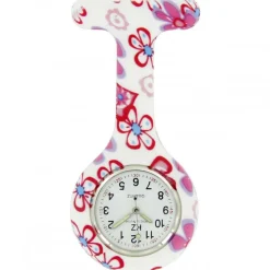 Montre Infirmière Sympa Blanc Fleurs KZ