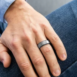 Somptueuse Bague Anneau Homme Acier Noir Allah