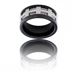 Spendide Bague Anneau Homme Acier Couleur Noir
