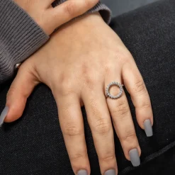 Splendide Bague Femme Acier Ornée Zirconium