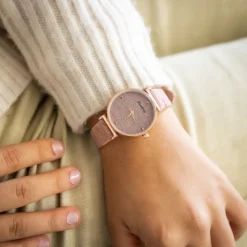 Splendide Montre Femme Rose Strass CHTIME