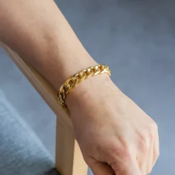 Superbe Bracelet Homme en Acier Doré