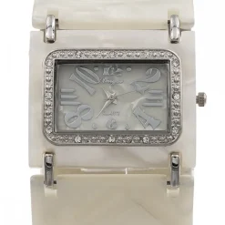 Superbe Montre Femme Métal Plastique Blanc Ivoire CHTIME