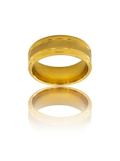 Très Belle Bague Anneau Homme Acier Doré