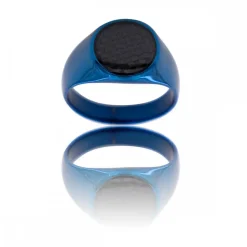 Très belle Chevalière Acier Bleu Homme YVAN