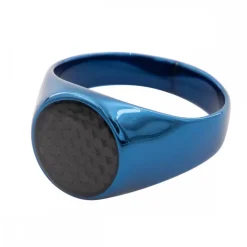 Très belle Chevalière Acier Bleu Homme YVAN