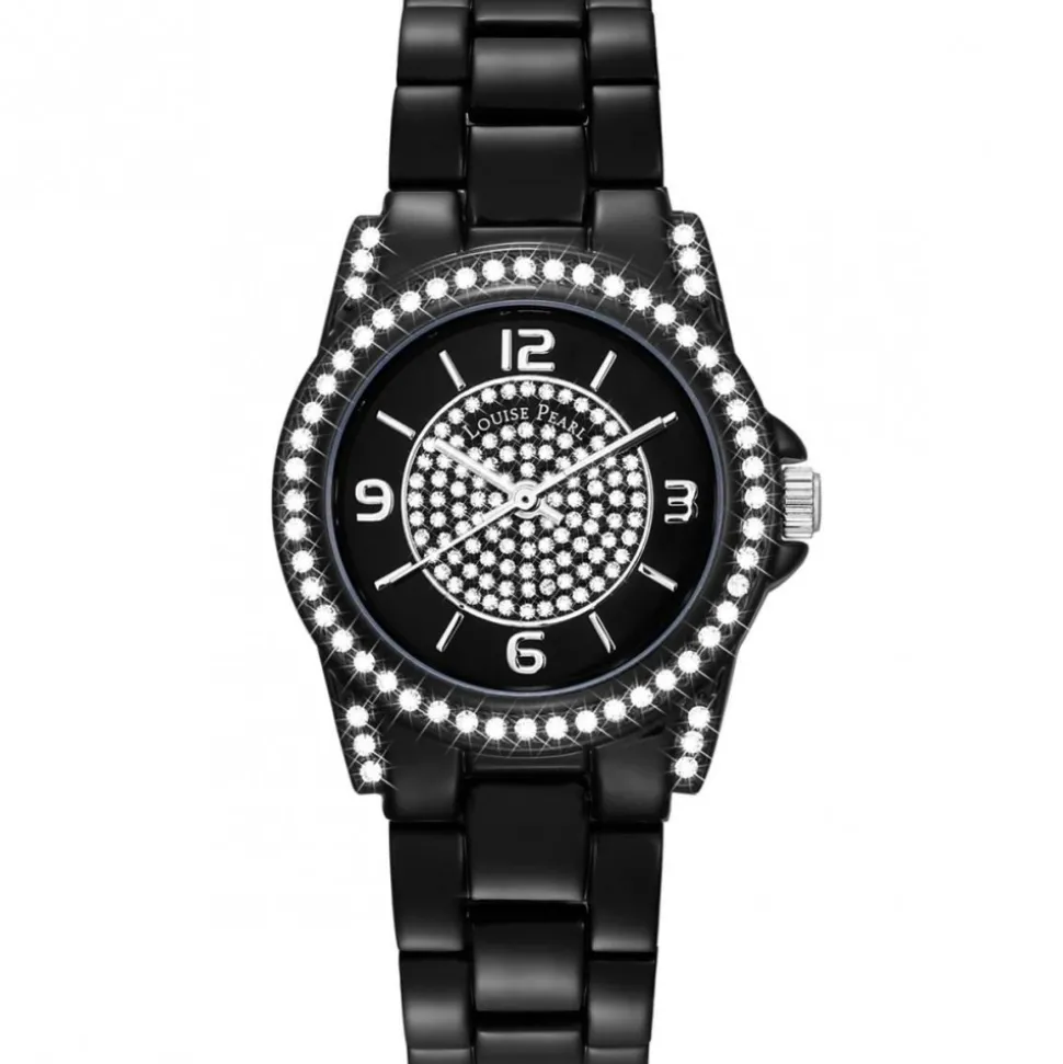 Très Belle Montre Femme Louise Pearl ornée de Cristaux Swarovski® NoirLP25