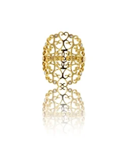 Très Jolie Bague Femme Acier Doré