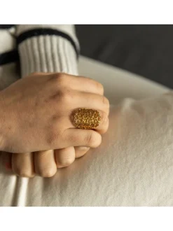 Très Jolie Bague Femme Acier Doré