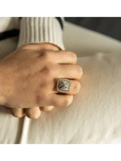 Très Jolie Bague Femme Acier Doré Ornée Zirconium