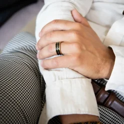 Votre Bague Acier Doré Noir Homme ORA