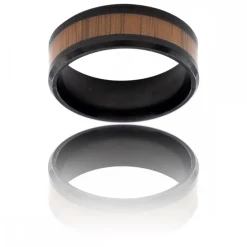 Votre Bague Anneau Fashion Homme Acier Noir Bois